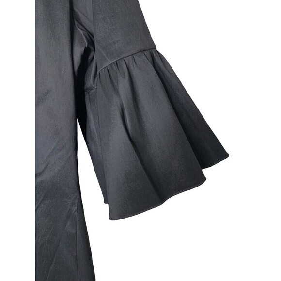 Samuel Dong Taffeta Ruffle Dress Coat Trench Coat Women’s Sz M Cocktail Black - Picture 6 of 12